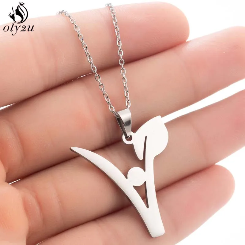 2019 Floral Plant Vegetarian Symbol Necklace Stainless Steel Green Stone Vegan Pendant Necklace for Vegetarian Jewelr