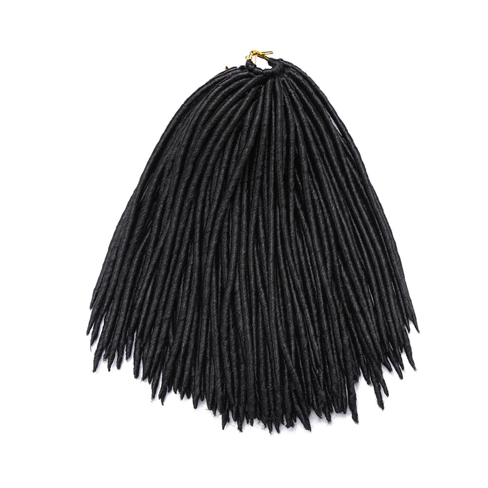 Synthetic Straight Faux Locs Crochet Hair Dreadlocks Braiding Hair Extensions Goddess Locs Hook Dreads Hair for Women Black 3
