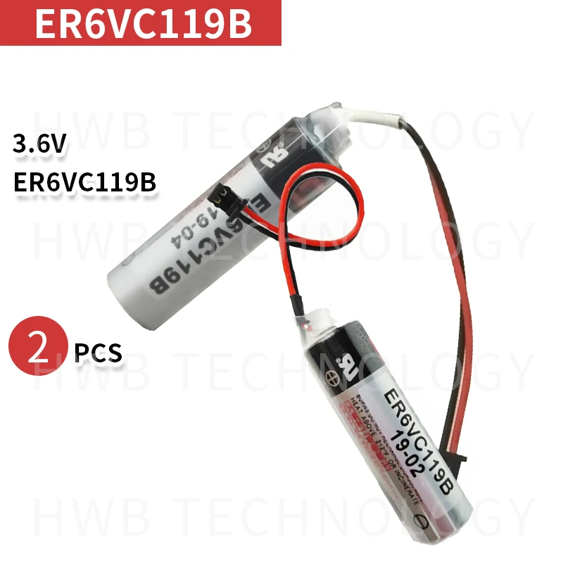 2 шт./лот Новая батарея ER6VC119B ER6V ER14500 PLC/3,6 V 2000mAh литиевая батарея с черным разъем