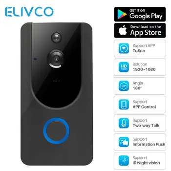 

1080P Smart Video Doorbell Intercom WiFi Wireless Door Bell Camera Infrared Night Vision Remote Recording Home Security Monitor