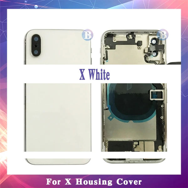 AAA+ качество для iphone 8 8G или 8 Plus X с гибким кабелем задняя крышка корпуса полная сборка крышка батареи дверь задняя средняя рамка Шасси - Цвет: For X White