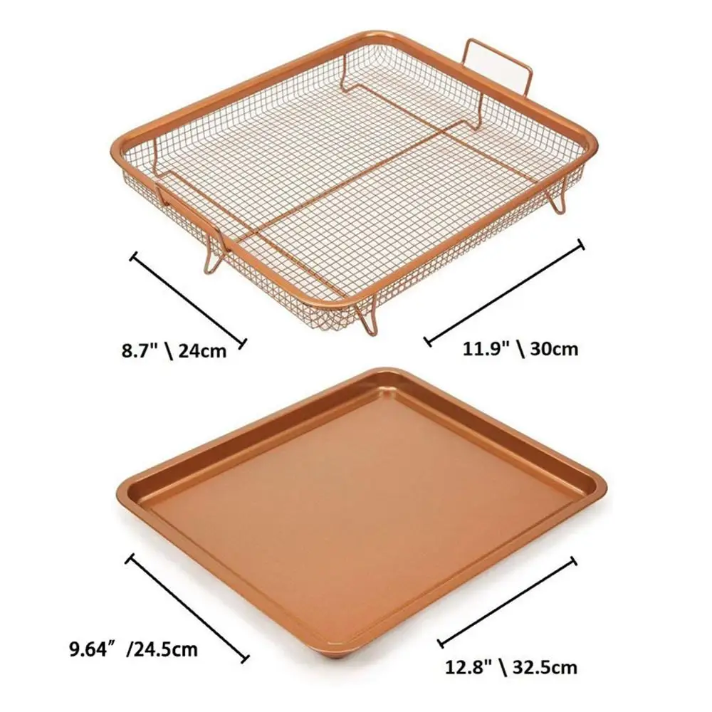 Serving Tray Oven Fries Basket Nonstick Oven Air Fryer Pan Crisper Fries Drain Tray French Fry Basket Fried Chicken Wings Tray