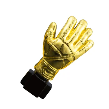 

Goalkeeper Plating Resin Trophy Goalie Gloves Shape Soccer Match Award Toy with Base for Office School Kindergarten (Golden)