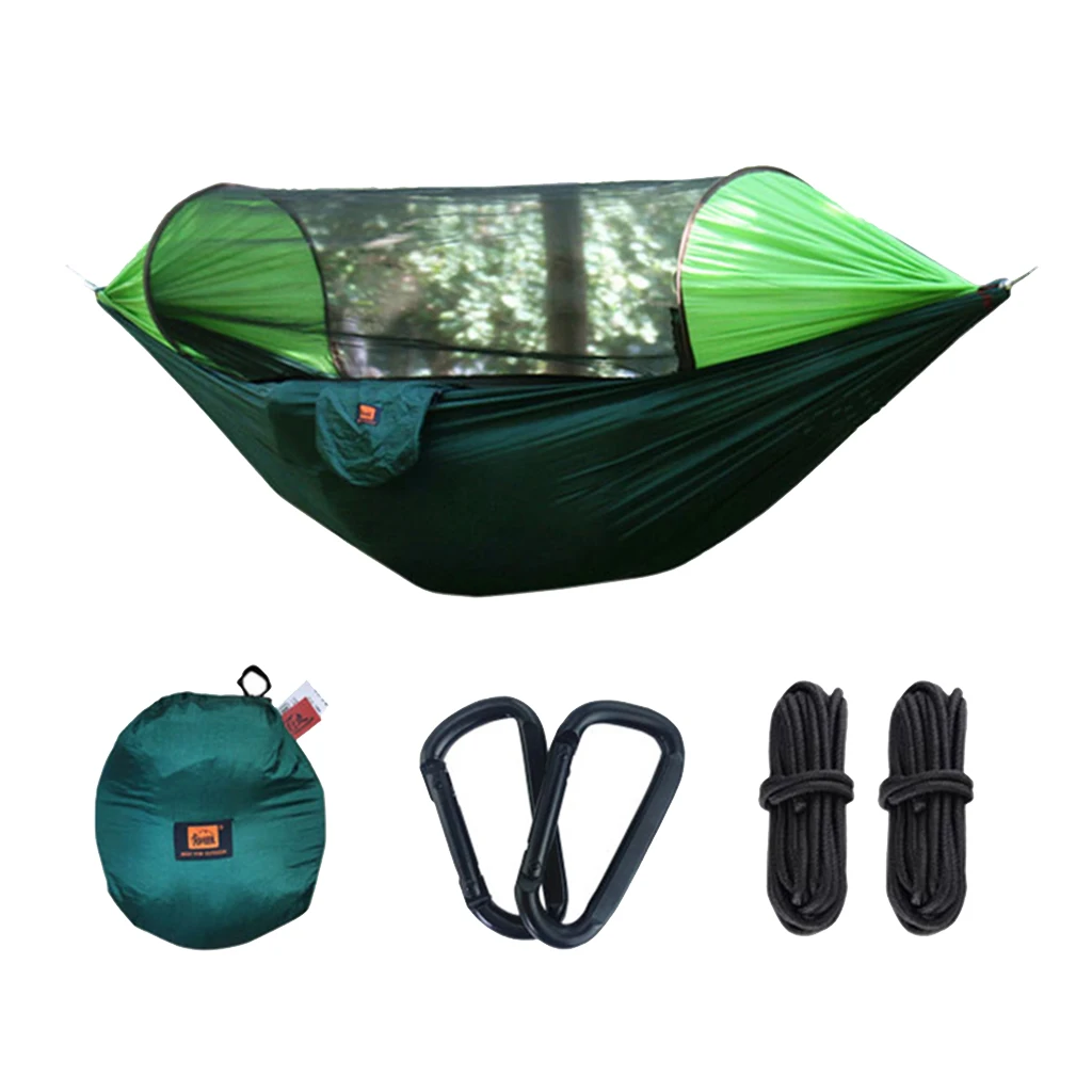 Camping Nylon Hammock Ultralight Portable with Mosquito Net Tree Straps for Outdoor Travel Backyard Hiking Climbing Trekking 