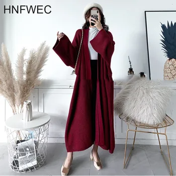 

Thick Woolen Long Sweater Famale 2020 Spring New Fashion Big Size Knitting Cardigan Loose Coat For Women Y799