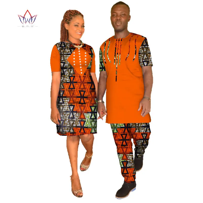 Новая пара одежды Подарок на годовщину для пары свадебное платье и футболка африканская Дизайнерская одежда традиционная Дашики WYQ09 - Цвет: 1