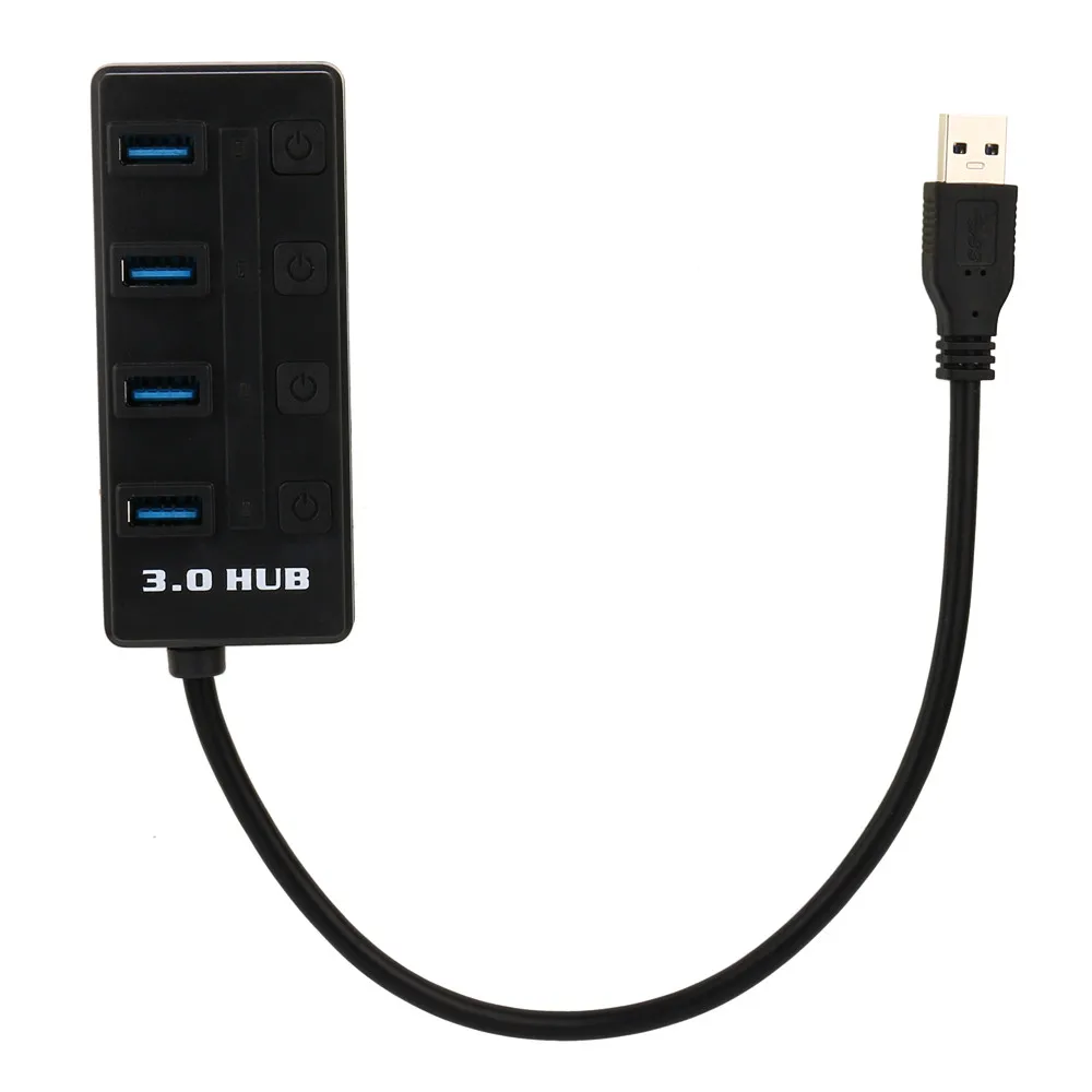 USB3.0 Proble USB 3,0 концентратор 4 порта с супер скоростью USB 3,0 концентратор вкл/выкл переключатели Кнопка адаптер совместим с Windows Mac