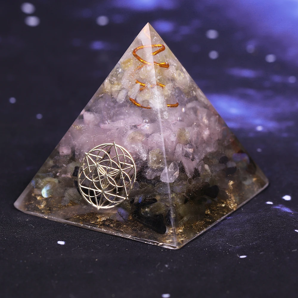 Аметист Orgone рейки Пирамида лабрадоритовый кварц энергетическая защита медитация Йога генератор
