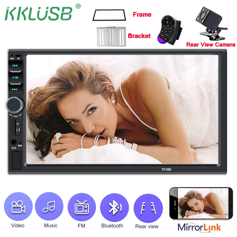 

7018B Autoradio 2 din Cassette Recorder Car Radio HD 7" Touch Screen Car Audio Bluetooth Rear View Camera MP5 Multimidio Player