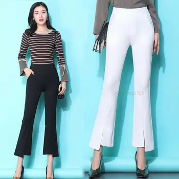 

Spring Summer Womens High Waist Flare Skinny Office Capri Pants Cropped Trousers