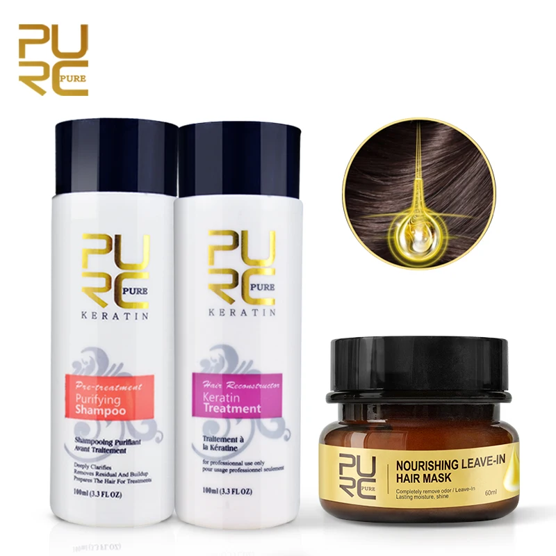 Лечение выпрямления волос 8% Кератиновый шампунь восстановление повреждения