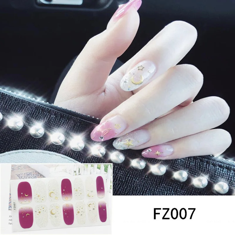 Высокое качество Луна Звезда серии наклейки для ногтей водонепроницаемый длительный полное покрытие патчи для ногтей, маникюр принадлежности - Цвет: fz007