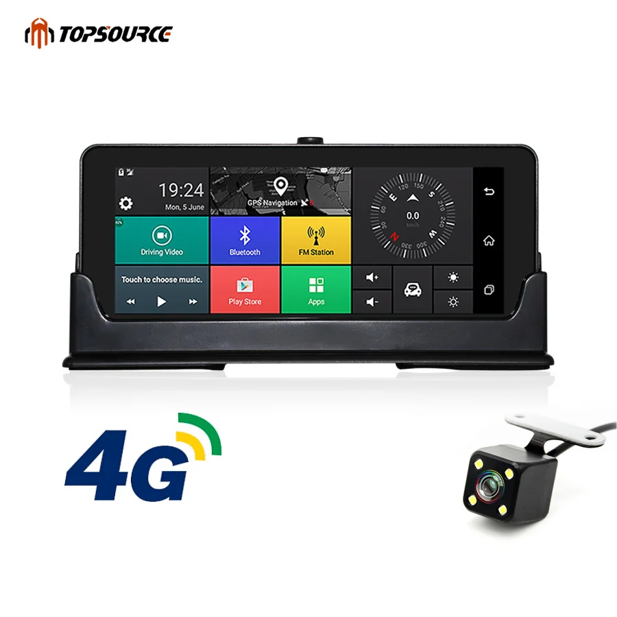 

TOPSOURCE 4G Car GPS Navigation 6.86 Inch Android 5.1 Bluetooth ROM 16GB RAM 1GB HD 1080P Car DVR Dual Lens Camera Navigator