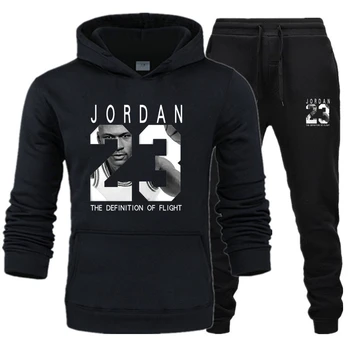 

23 brand Autumn winter Hot Sale Men's Sets Hoodie+pants 2 Pieces Sets Casual Tracksuit Male Sportswear Gyms Fitness Sweatpants