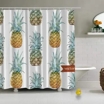 

Watercolor Tropical Pine Exotic Pattern Fruit Vector Durable Shower Curtain for Kids Bathroom,79''L x 72''W