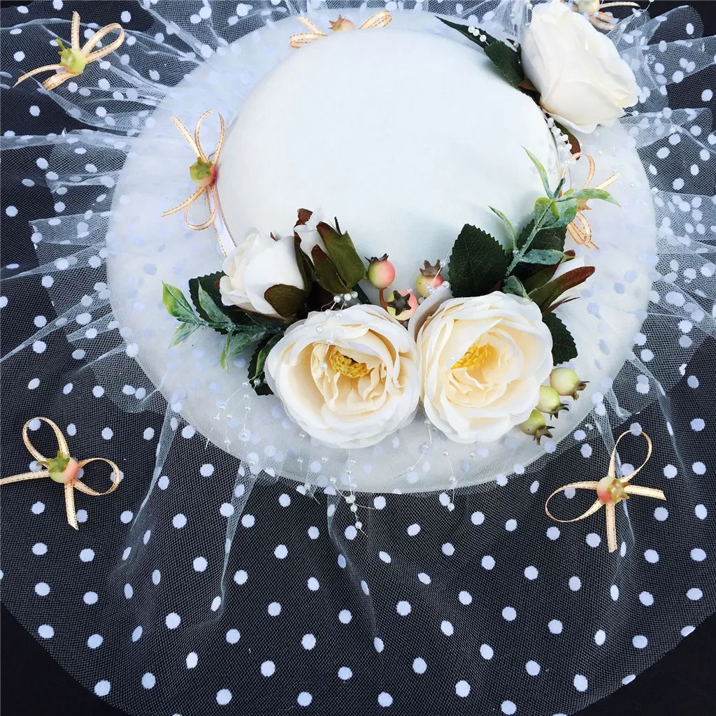 Цветок сетка вуалетки заколка для волос мини-Топ шляпы для свадебной вечеринки головные уборы повседневные хлопковые один размер модный стиль модная шляпа