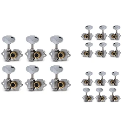 6PCS 18:1 Gear Ratio Vintage Open Gear String Tuners Tuning Pegs Middle Hole For Classic Guitar Chrome