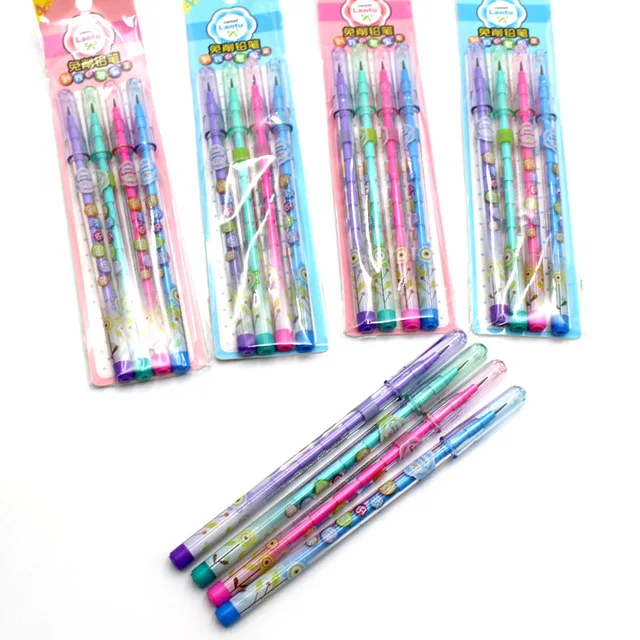 4 шт./компл. Non-точильный карандаш милые канцелярские товары мультяшная карандаш Пластик карандаш студент, школа, офис канцелярский - Цвет: style2