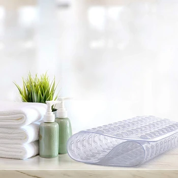 

2-Pack Clear Square Shower, Bathtub, Bath and Tub Mat (21X21), Machine Washable, Square Bathroom Mats with Drain Holes, Suction
