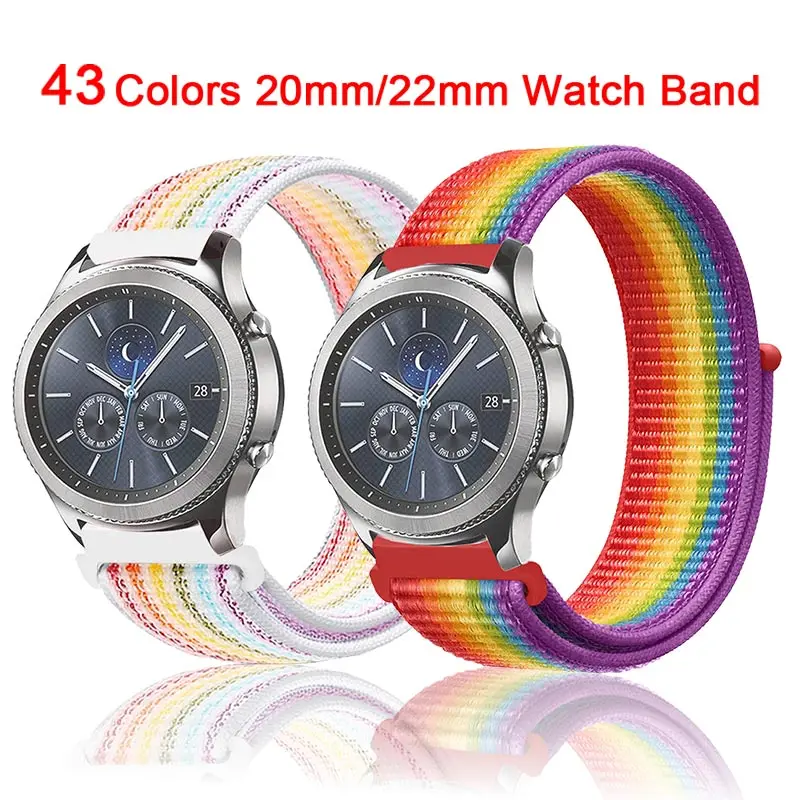 

43 Colors 20mm/22mm Nylon Weave Wrist Belt Strap For Samsung Gear S3 Smart Watch Band Accessory For Samsung Galaxy Watch Active