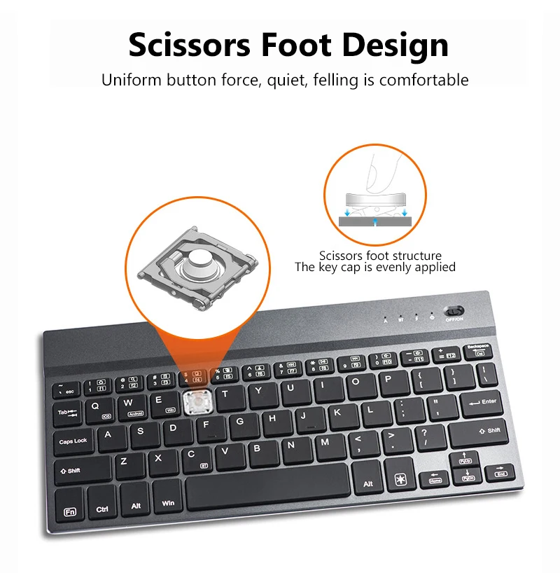 AVATTO 4mm Super Slim Aluminum Alloy 7 Color Backlit Mini Bluetooth Tablet Keyboard For Android, Mac iOS, Windows Tablet Phone