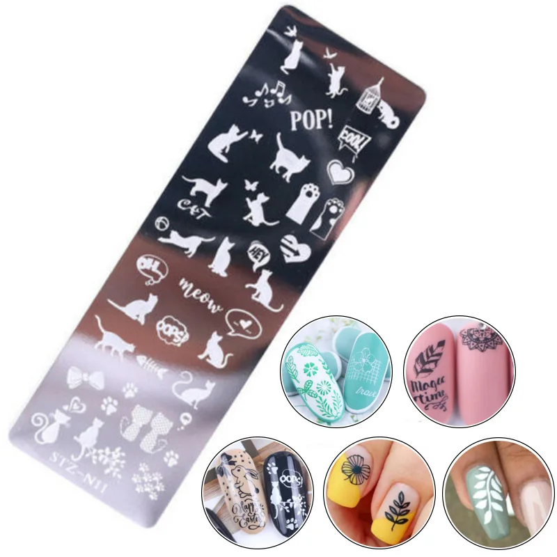 12 дизайн цветы кошка ногтей штамповка шаблон трафареты рождественские пластины для штамповки ногтей Ловец снов лак маникюр ногти Diy