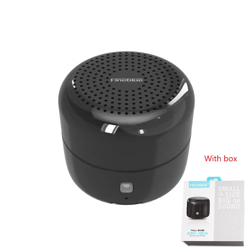 Black with box FineBlue MK-18 мини-динамик металлическая колонка с Bluetooth Mega Bass Ture Беспроводная стерео музыка портативный громкий динамик водяная - Цвет: Black with box