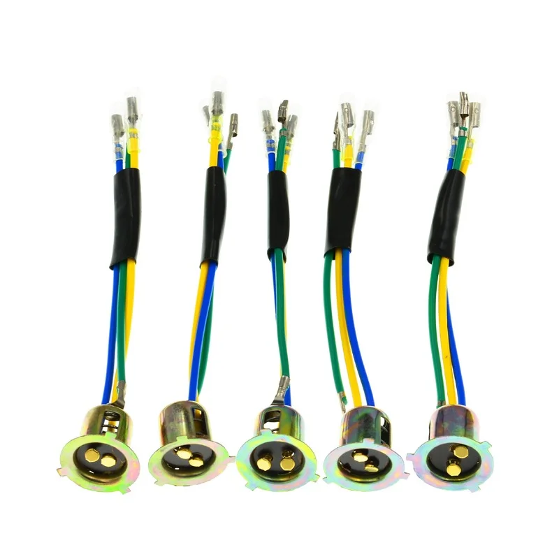 1PCS Metal 3 Wires Harness Headlight Bulb Sockets Connector for