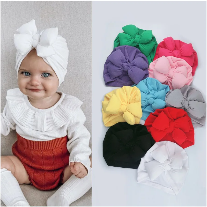 Hot Sale 9 Colors Baby Hat Cotton Bow Turban Hat Baby Photography Props Kids Beanie Infant Accessories 1zWqzDgOD