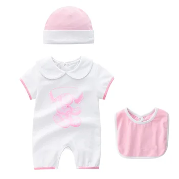 

NEW family matching clothes baby Coat hat bibs 3sets knitted short-sleeved cotton toddler newborn baby boy romper 0-3 months