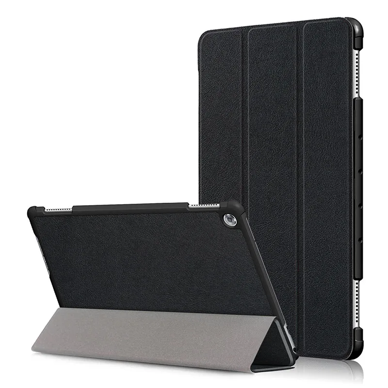 Чехол для Huawei MediaPad M5 Lite 10 BAH2-W19/L09/W09 Ультратонкий чехол-подставка из искусственной кожи для медиа-планшета M5 Lite 10,1" - Цвет: black for M5 Lite 10