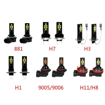 

2pcs H1/H3/H7 LED Headlight Bulb Beam Kits Car Fog Light 12SMD 3030 LED Bulbs