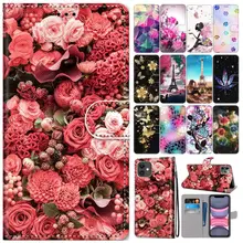 Окрашенный кожаный чехол для LG Stylo 4 5 V40 V50 ThinQ K40 K50 Q60 Q6 Plus Q Stylus X power Flower Coque Bridge Rose Box E08F