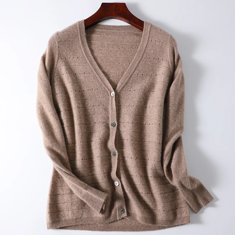 2020 New Women Cardigans 100% Wool Knitting Jackets Spring V-neck Long sleeve Famel Sweaters Soft Best Woolen knit Clothes 2020 New Women Cardigans 100% Wool Knitting Jackets Spring V-neck Long sleeve Famel Sweaters Soft Best Woolen knit Clothes