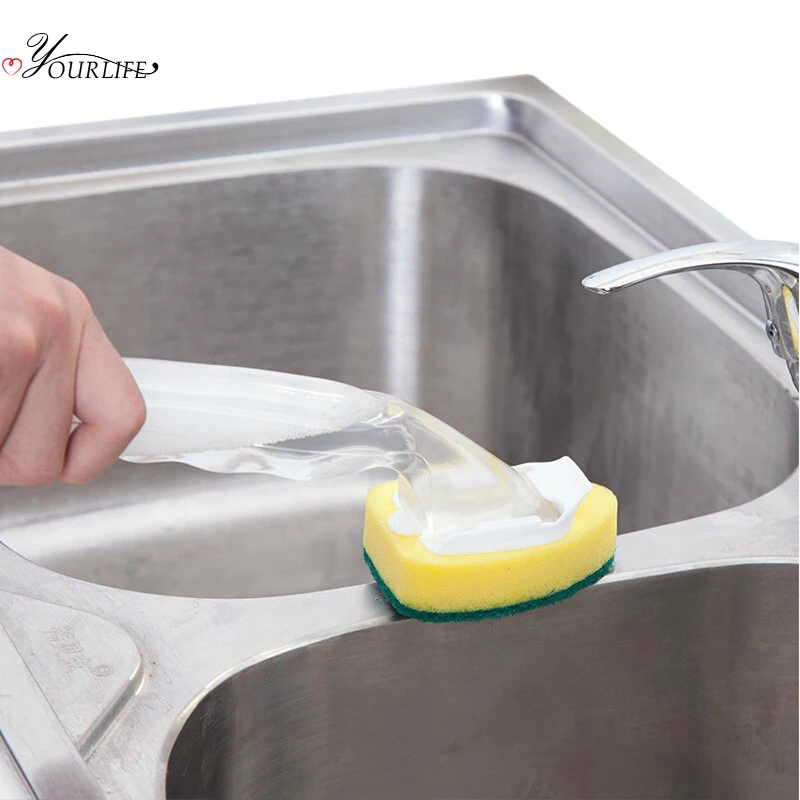 OYOURLIFE Multi-function Long Handle Kitchen Brush Pan Pot Dish Bowl Tableware Washing Brush Replaceable Soap Dispenser Brush
