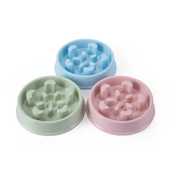 

1pcs Slow Down Eating 3Colors Dog Food Bowls Feeder Dish PP Plastic Pet Feeding Prevent Obesity Puppy Supplies Portable