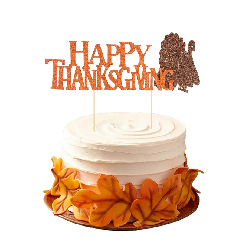 Happy Thanksgiving Turkey Cake Topper Decoration Autumn Thanksgiving Party Cake Decoration Favor