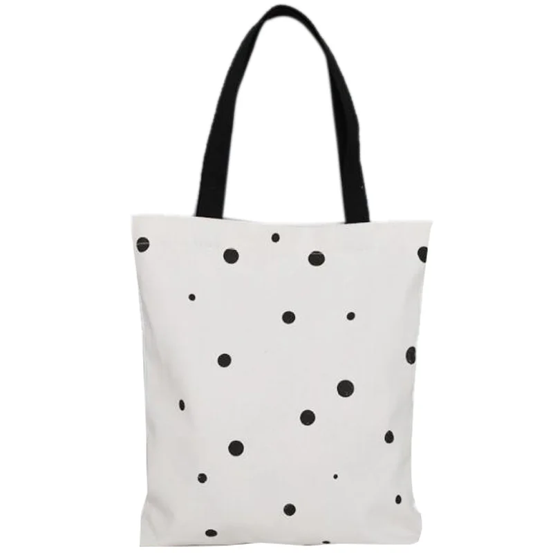 

Polka Dot Ulzzang Canvas Shoulder Bag Simple Wild Casual Portable Shopping Bag