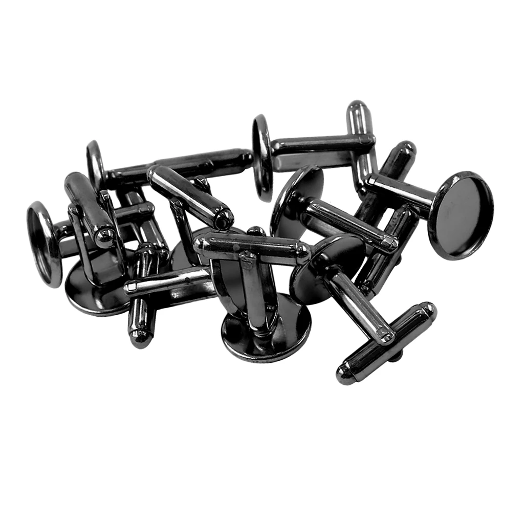 10 pcs Antiqued Bronze Black Gold 12mm Round Blank Settings Cuff Links Findings DIY Projects