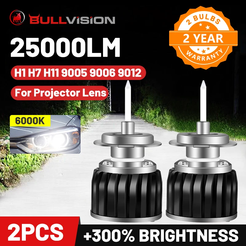 H7 Led Car Headlight Bulb For Auto H11 H1 H8 HIR2 9012 HB4 9006 HB3 9005 Quartz Tube Fog Light 25000LM 6000K With Osram Chip | Автомобили