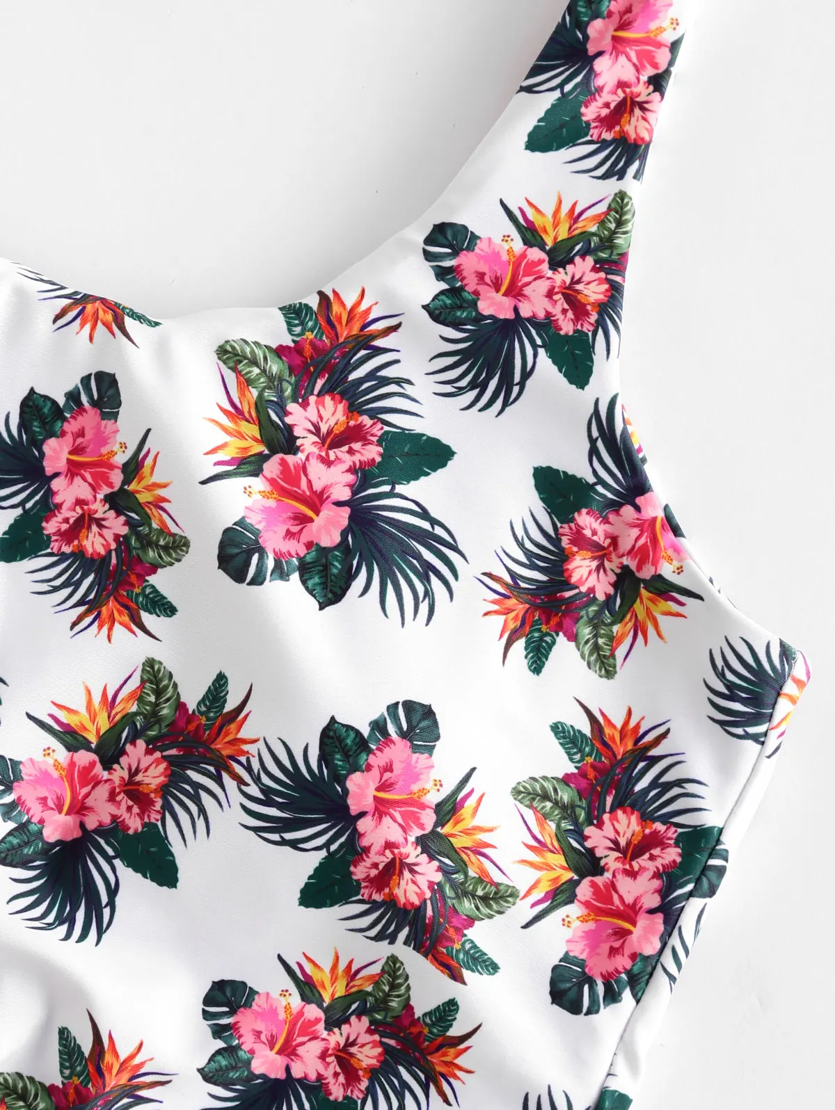 ZAFUL Women Flower Print Knot High Rise Tankini Swimsuit High Waisted Ruched Tankini Bathing Suit Contrast Two Piece Swimwear