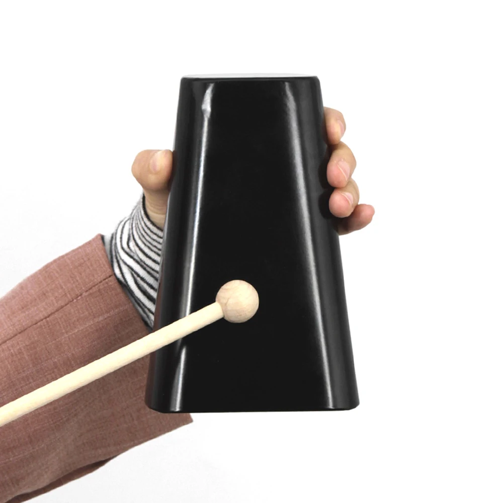 Hand Percussion Cowbell 6 Inch Cowbell Black Metal Percussion Instrument Hand Held Drum Set