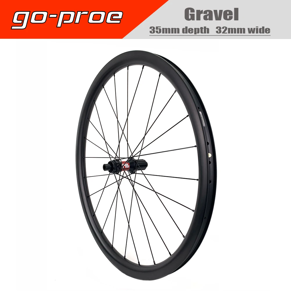 Go-proe 700c Disc Brake Bike Carbon Wheel 32x35mm Tubeless Ready Rim Optional 6 Types Of Hub Gravel Cycling Wheelset |