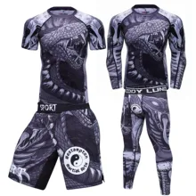 4 pieces / set of men's track suits sportswear gym fitness compression clothing running jogging sportswear sports fitness pants