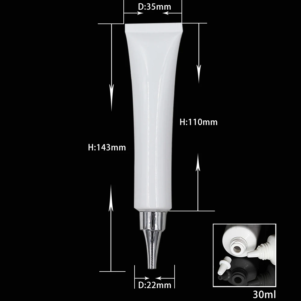 White 30ml Eye Cream Oils Soft Tube Cosmetic with Gold/Silver/White Ingot cover 100pcs for sale