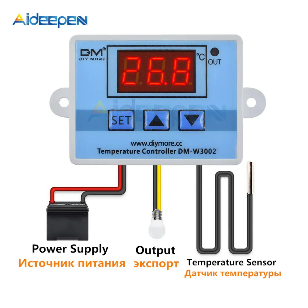 W3002 AC 110-220V LED Temperature Controller Digital Thermostat with Transformer 