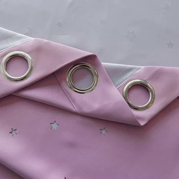 

2pcs Kids Home Soft Baby Room Eyelet Star Window Decoration Curtain Modern Living Room Blackout Blinds Light Blocking