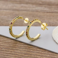 Лидер продаж, серьги «Радуга» с сердцем, высокое качество, Медь CZ, красочный Циркон, крошечные элегантные золотые серьги-гвоздики вечности, ювелирные изделия для женщин