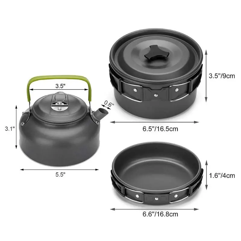 Походная посуда для кемпинга, походов, посуда для пикника, сковорода, сковорода, чайник, чайник, складная вилка, ложка, набор, инструменты для пикника