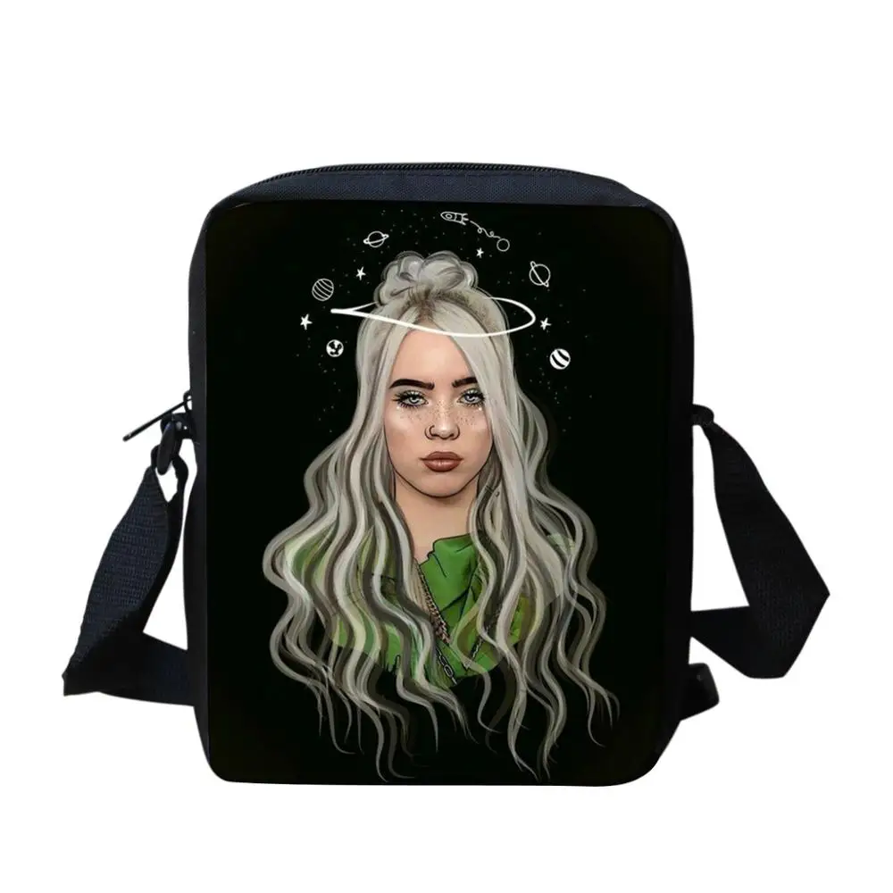 ELVISWORDS Billie Eilish, 3D принт, сумка-мессенджер для девочек-подростков, дорожные сумки, детские школьные сумки, повседневная сумка через плечо в стиле Харадзюку - Цвет: HMQ023E